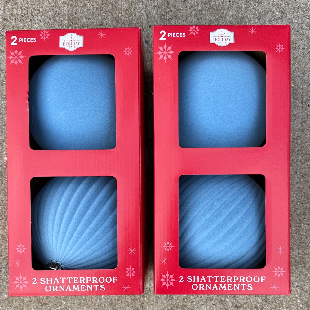 Holiday Time Blue Shatterproof Ornaments